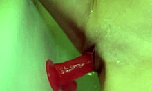 Sexy Tattooed Bitch Rams Huge Dildo Deep in Tight Wet Bathroom Pussy