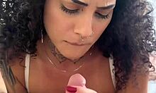 Petite latina teen chokes on deepthroat, rides rough cowgirl then missionary cum on tits