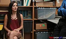 Security catches busty teen thief's natural tits bouncing in hidden cam reality bust