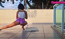 Brunette's Tucked Shorts Outdoor Tease