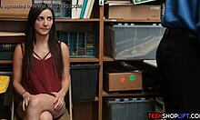 Security catches busty teen thief's natural tits bouncing in hidden cam reality bust