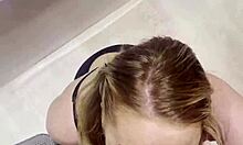 Blonde milf bathes stepson deepthroat after husband leaves!