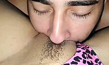 bushy milf loves clit sucking on her huge wet pussy at the beach