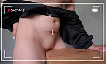 Teenager Rubs Wet Pussy on Desk Humps Table to Explosive Moaning Orgasm Climax