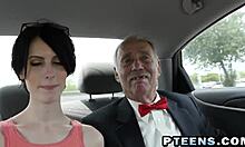 Old dude bangs this naughty teen hottie bent over doggystyle riding hard