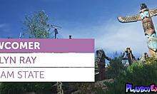 big boobed blonde teen jazlyn ray strips nude outdoors loving every pose