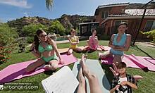 VR Bangers Pt3 Four Blonde Coeds Bent Over Doggystyle In Outdoor College Orgy HD