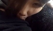 Pretty Chinese Teen Sucks Cock Deep in Close-Up Action