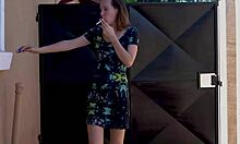 Slutty Brunette Smokes Seductively Outdoors in Petite Solo Tease