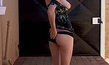 Slutty Brunette Smokes Seductively Outdoors in Petite Solo Tease