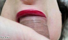 hot curvy brunette morning huge cock sloppy deepthroat ball lick lipstick cum in mouth