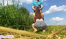 Outdoor Blowjob Swallows Cum in Mouth from Sexy Wife Lips