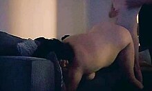 why is this horny moaning wife getting fucked so hard bent over in the livingroom?