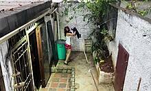 Hey neighbor's big ass latina bends over for hardcore doggystyle while hubby works