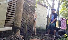 hubby left me alone with builder so i fucked his cock bareback