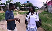 Ghana street boy bends horny schoolgirl over for rough black cock doggystyle ditch class