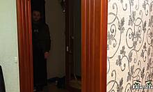 stepmom bent over pantry shelf takes christmas creampie doggystyle