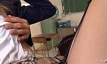 hey petite japanese teen hows your first anal dp mmf threesome feel in classroom uniform