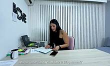 boss i n delivery nerd had office threesome creampie in her big pussy