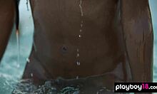 Smoking hot ebony teen mimi desuka rips clothes strips rooftop flashing big natural tits!