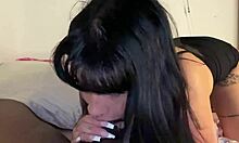 lightskin slut deepthroats and rides huge bbc doggystyle