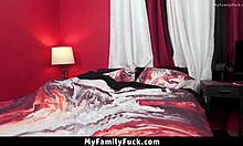 Stepsister catches stepbrother stroking hard cock