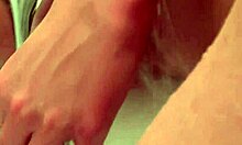 babe steps into shower horny as hell fingers her shaved teen pussy to orgasm