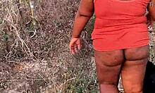 She flashes massive ass and dripping pussy right in public view