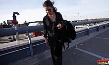 German scout grabs fit Italian Lola Danger's skinny small tits small waist for rough uncensored casting anal finger missionary pickup quickie cum covered.