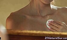 Euro Redhead Fingers to Ecstasy in Steamy Shower