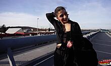 German scout grabs fit Italian Lola Danger's skinny small tits small waist for rough uncensored casting anal finger missionary pickup quickie cum covered.