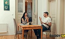 Daddy4k hot gf cheats quietly with father-in-law while watching tv