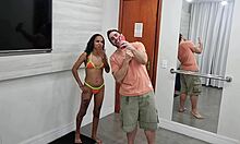 backstage with tiny carioca dessinha she screams feeling two cocks stretch her pussy first time