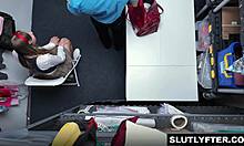 Officer Ryan McLane gropes Winter Flynn's naked tits pussy then fucks her deep at work