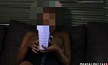 yellow bone ebony babe spreads her tight pussy wide