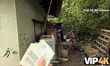 hunter spots rich gypsy beauty outdoors and fucks her shaved pussy at abandoned house