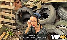 hunter spots rich gypsy beauty outdoors and fucks her shaved pussy at abandoned house