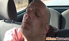 sexy ebony girlfriend rides cock after deep blowjob and nipple licking in car