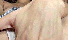 innocent latina babe rubs tight pussy till juicy orgasm