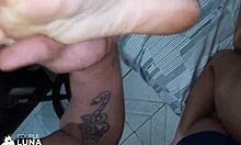 Her squirting pussy swallows hubby's cum after inviting my hot Brazilian friend for steamy menage