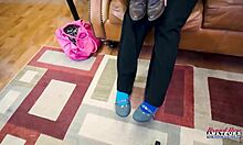 Busty Brunette Harper B Sucks Cock Then Gets Bent Over Banged and Jizzed on Tits