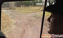 sexy ebony girlfriend rides cock after deep blowjob and nipple licking in car