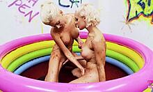 Lou Lou And Christine Love's Emotional Lesbian Jelly Wrestling Sparks Wild Orgasms!