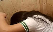 Schoolgirl in Gym Uniform Creampies with Classmate in Bathroom Recess Quickie