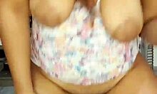 bbw mature wife rides huge dildo showing off her fat ass and shaved pussy under dress