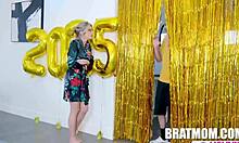 stepmom cory chase surprises diego perez at new year's glory hole sucking him off eagerly