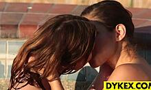 fuck yeah! two hot cougar teens lick strapon dildos outdoors!