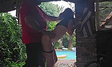 Storm Rages as Hot 18 Year Old Blonde Gets Bent Over Creampied Outdoor