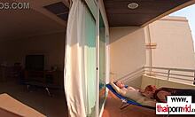 whoa petite thai teen nympho rides huge white cock outdoors!