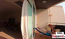 whoa petite thai teen nympho rides huge white cock outdoors!